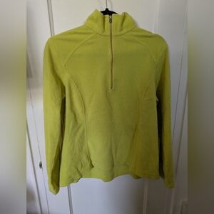 Lands End Bright Yellow Quarter Zip Fleece Women's Medium